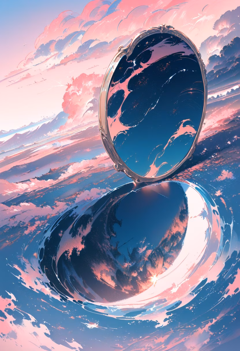 Mirror Salt Flats — view 4 — salt flats, mirror reflection, endless horizon, pastel sky, minimalist, surreal landscape, dry season, detailed reflecti