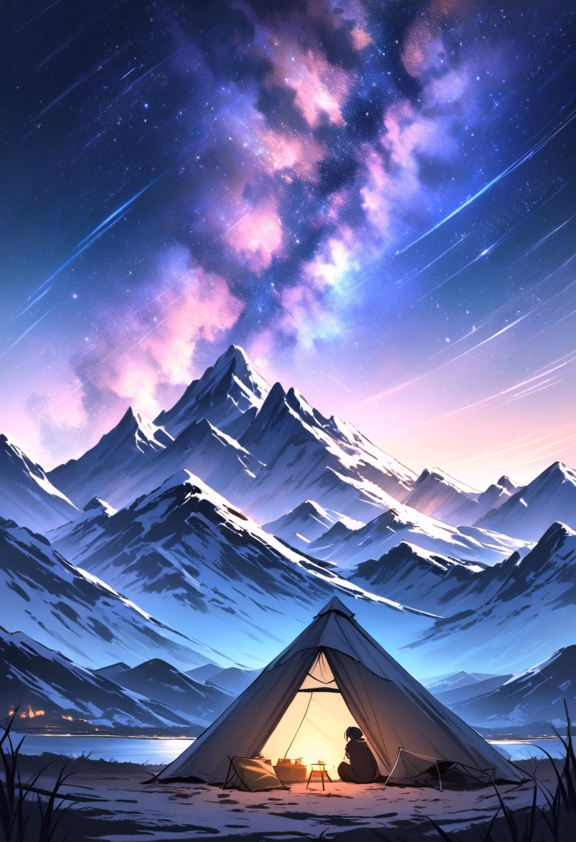 Spinning Star Trails — view 2 — star trail photography, spinning night sky, silhouetted mountain, long exposure, milky way, camping spot, landscape, det