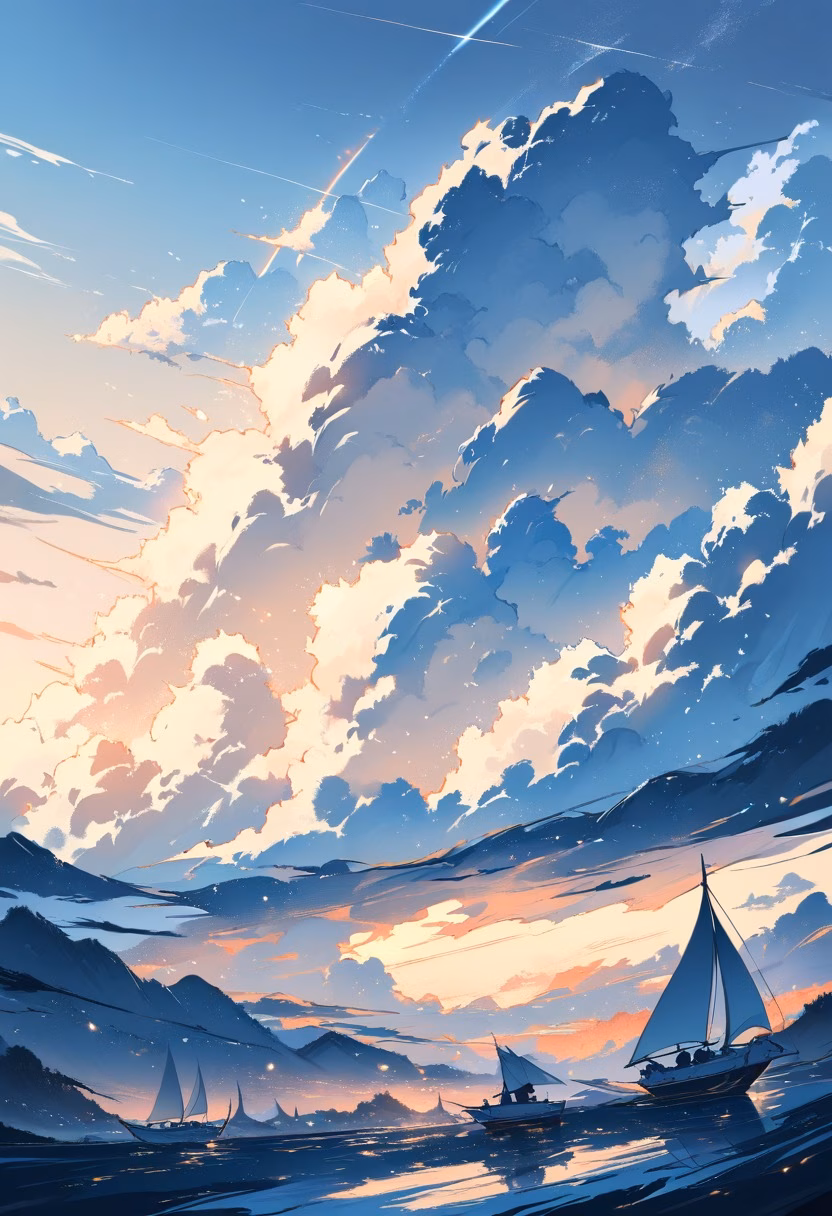 White Sailboat Glide — view 2 — Sleek white sailboat with billowing canvas sails, gliding across calm azure harbor waters, gentle spring wind filling sa
