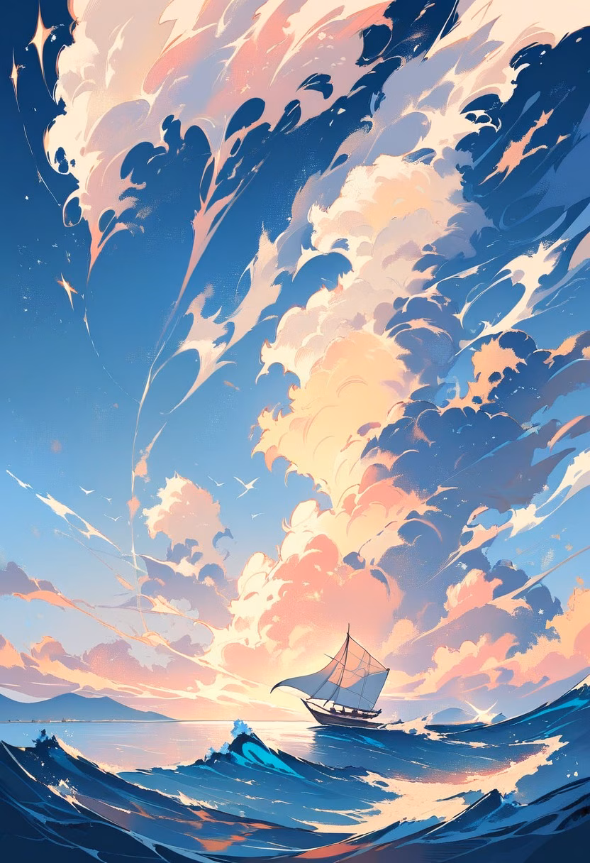 White Sailboat Glide — view 3 — Sleek white sailboat with billowing canvas sails, gliding across calm azure harbor waters, gentle spring wind filling sa