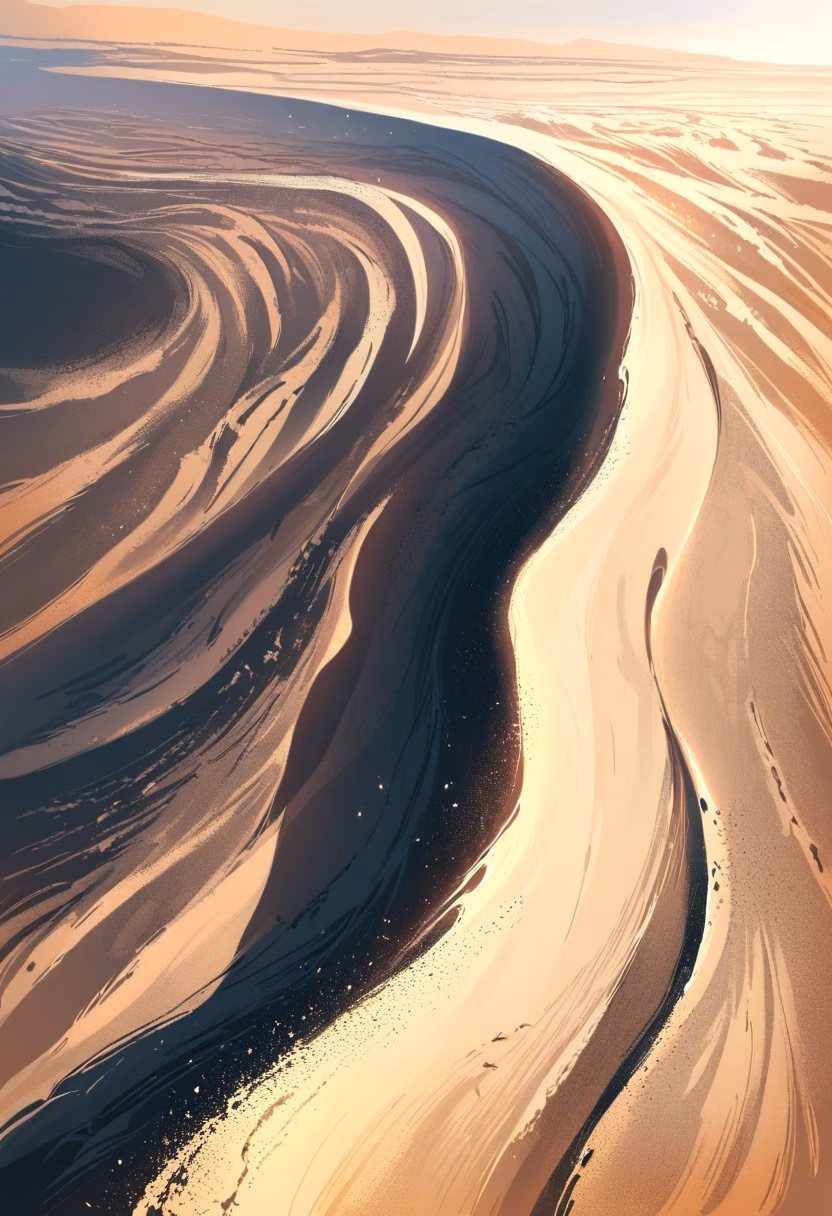 Sahara Dunes At Dawn — view 1 — rolling sahara dunes, stretching across an endless golden desert, gentle morning wind shaping sand ripples, soft dawn li
