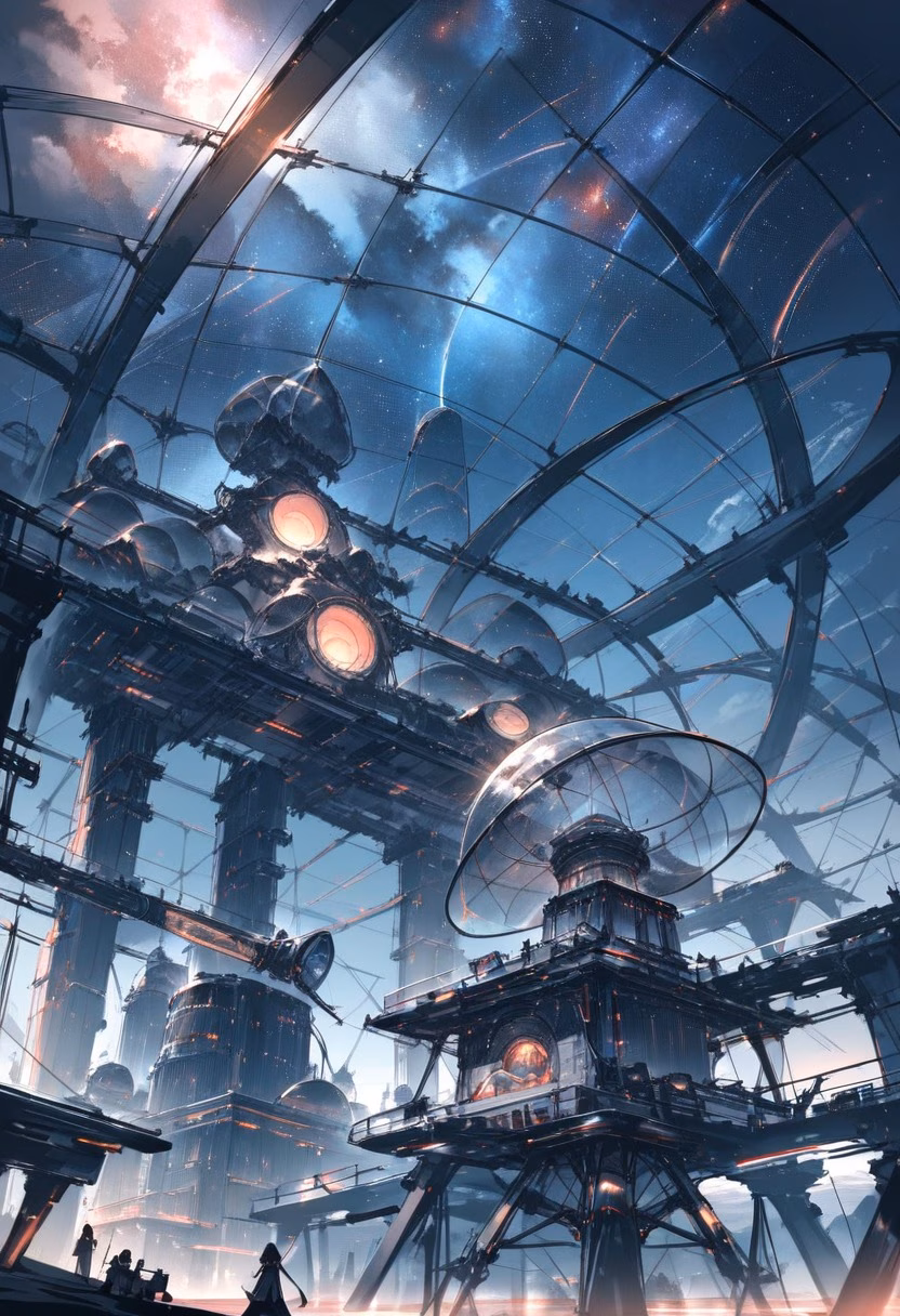 Mountain Star Observatory — view 2 — mountain observatory, glass dome, telescope, starry sky visible, night, scientific, futuristic architecture, detailed st