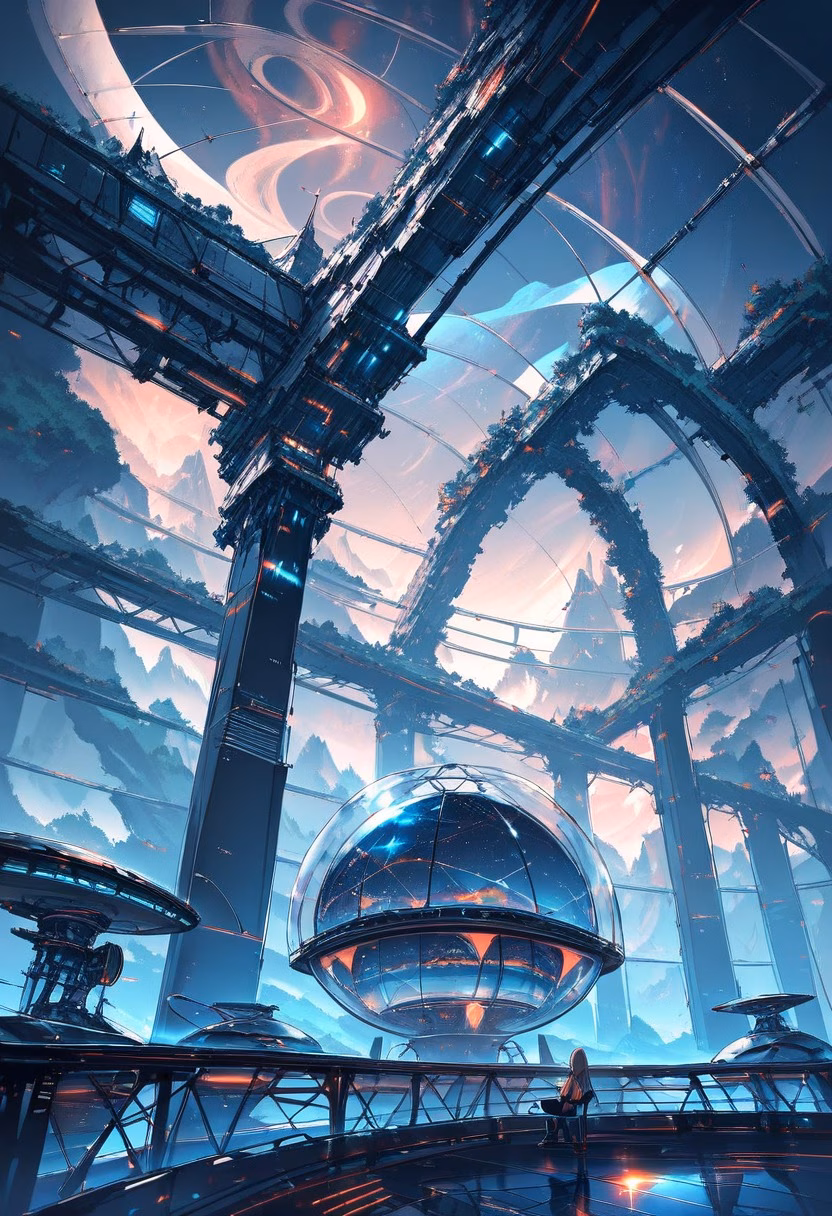 Mountain Star Observatory — view 4 — mountain observatory, glass dome, telescope, starry sky visible, night, scientific, futuristic architecture, detailed st