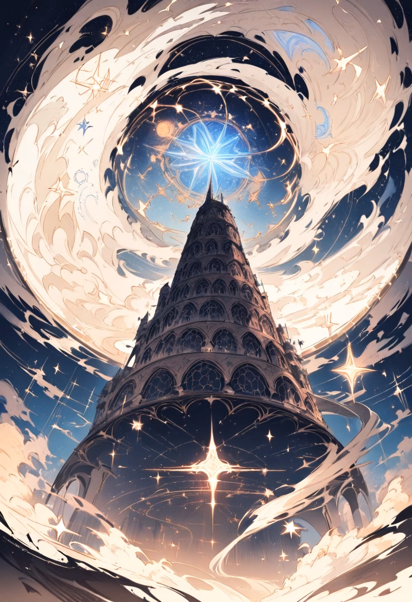 Celestial Star Portal — view 2 — celestial observatory, starry portal, glowing constellations, mystical tower, fantasy, detailed star patterns, masterpie