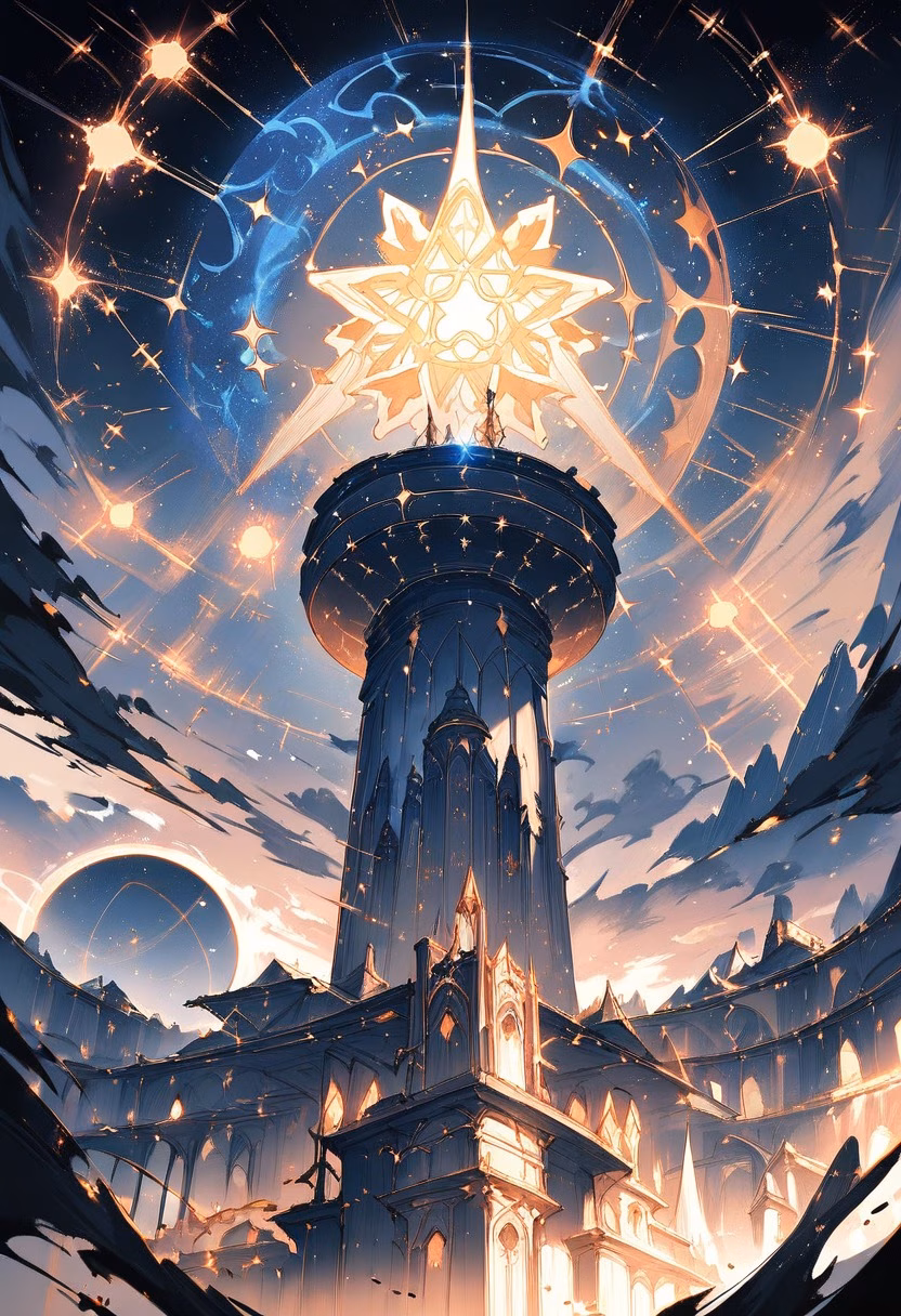 Celestial Star Portal — view 5 — celestial observatory, starry portal, glowing constellations, mystical tower, fantasy, detailed star patterns, masterpie